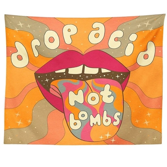 NEW hippie “drop acid not bombs” tapestry - Picture 2 of 6